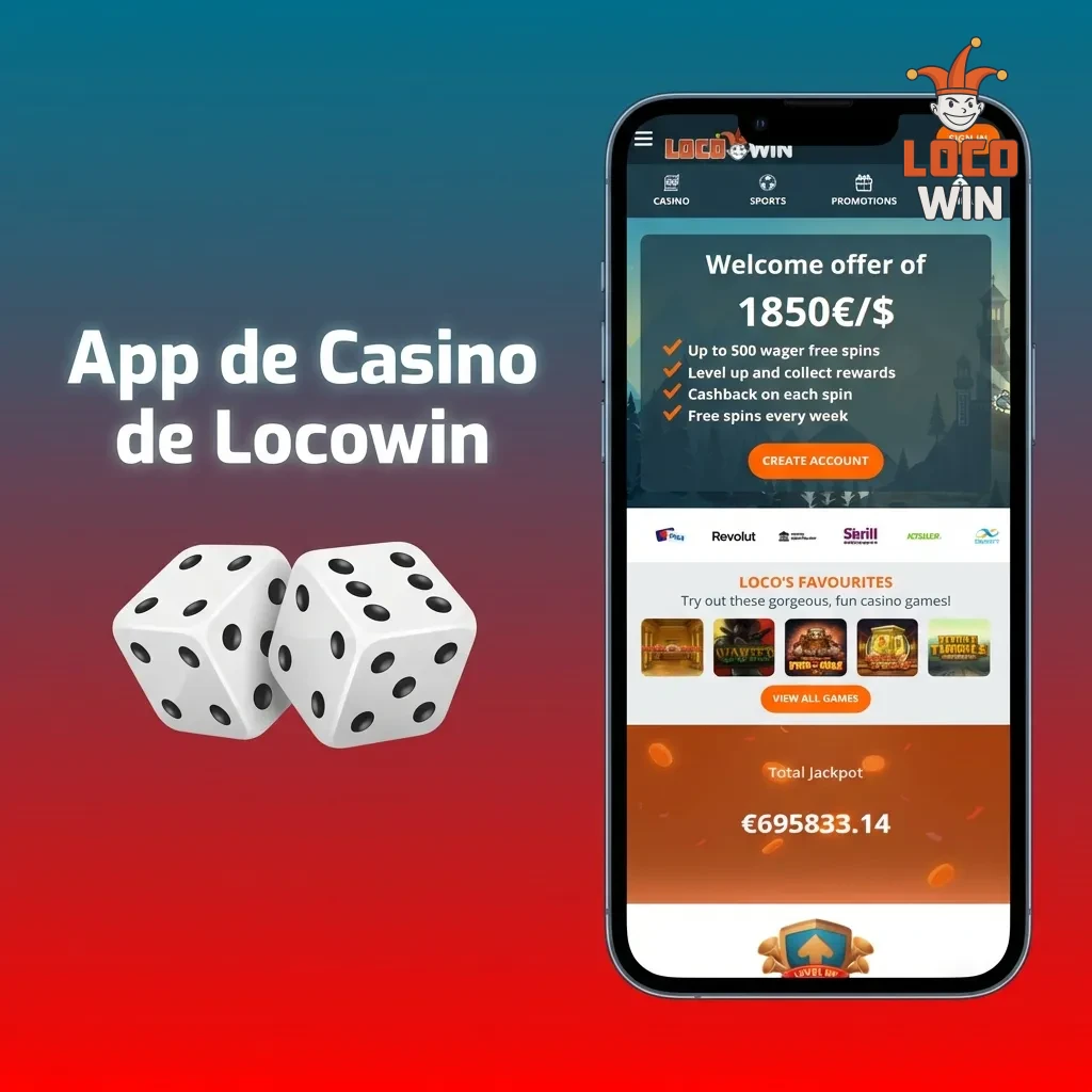 Interfaz de la app de casino Locowin mostrando slots, juegos de mesa y opciones de casino en vivo con crupieres reales