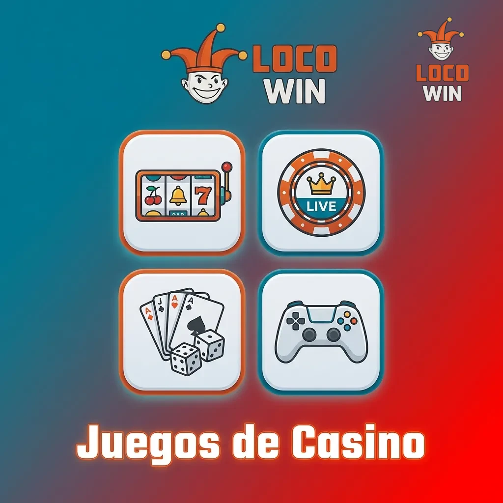 Variedad de juegos de casino incluyendo slots, ruleta, blackjack, póker y juegos en vivo con crupieres reales