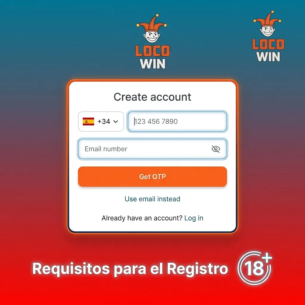 Registration requirements checklist showing age verification, Spanish residency, valid ID, single account policy